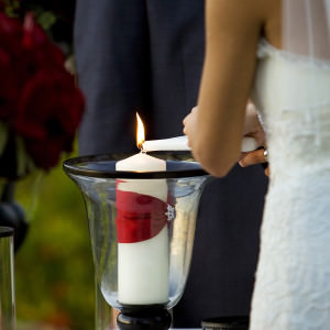 Lighting the Unity Candle during Wedding Ceremony